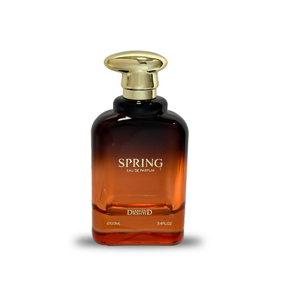 Diamond Perfume SPRING Eau de Parfum 100ml bottle in brown and gold, showcasing a blend of citrus and floral scents perfect for springtime.